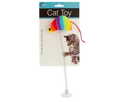 Mouse Spring Cat Toys- Suction Cup, 10"